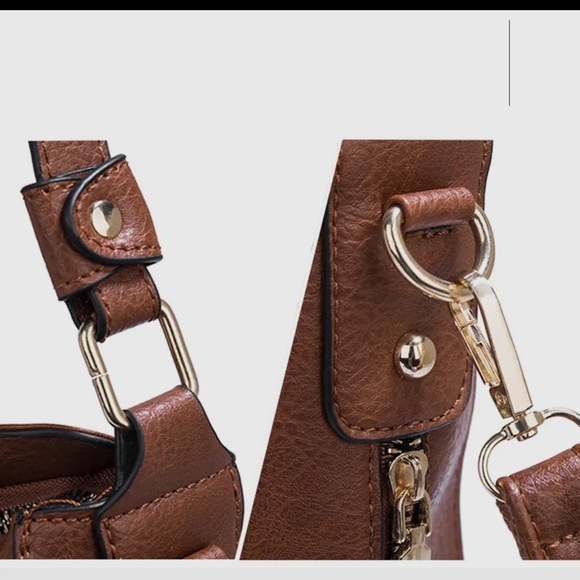 Elegant Brown Faux Leather Shoulder Bag - Picture 2 of 6